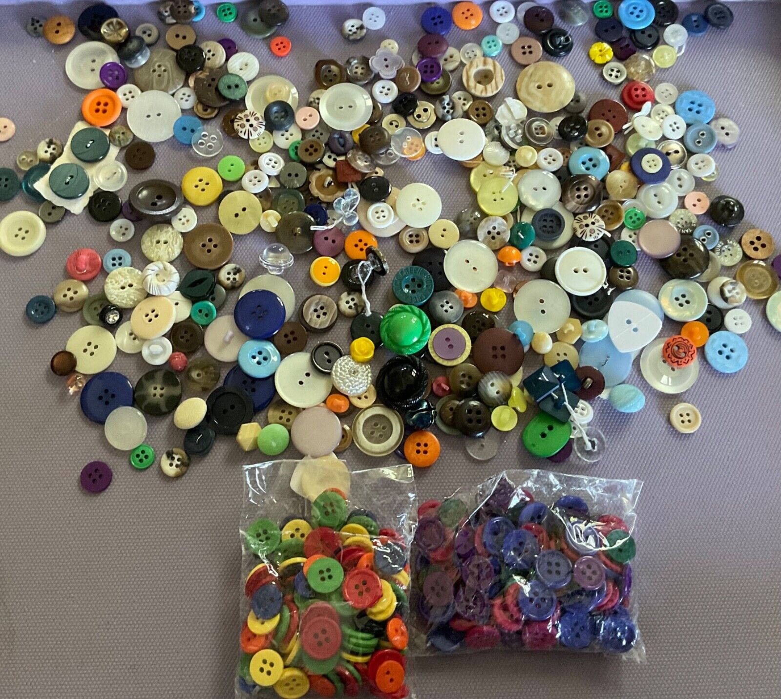 Large Lot of 100\'s Vintage & New Buttons - All shapes, colors, sizes