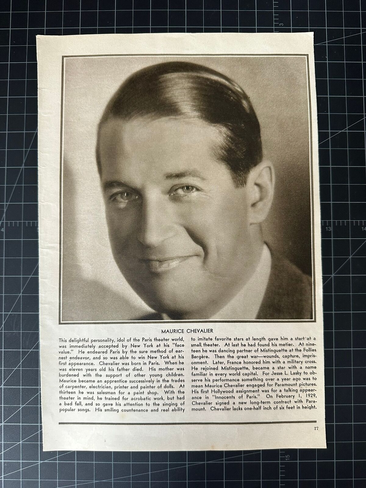 Rare Vintage 1930 Maurice Chevalier Portrait