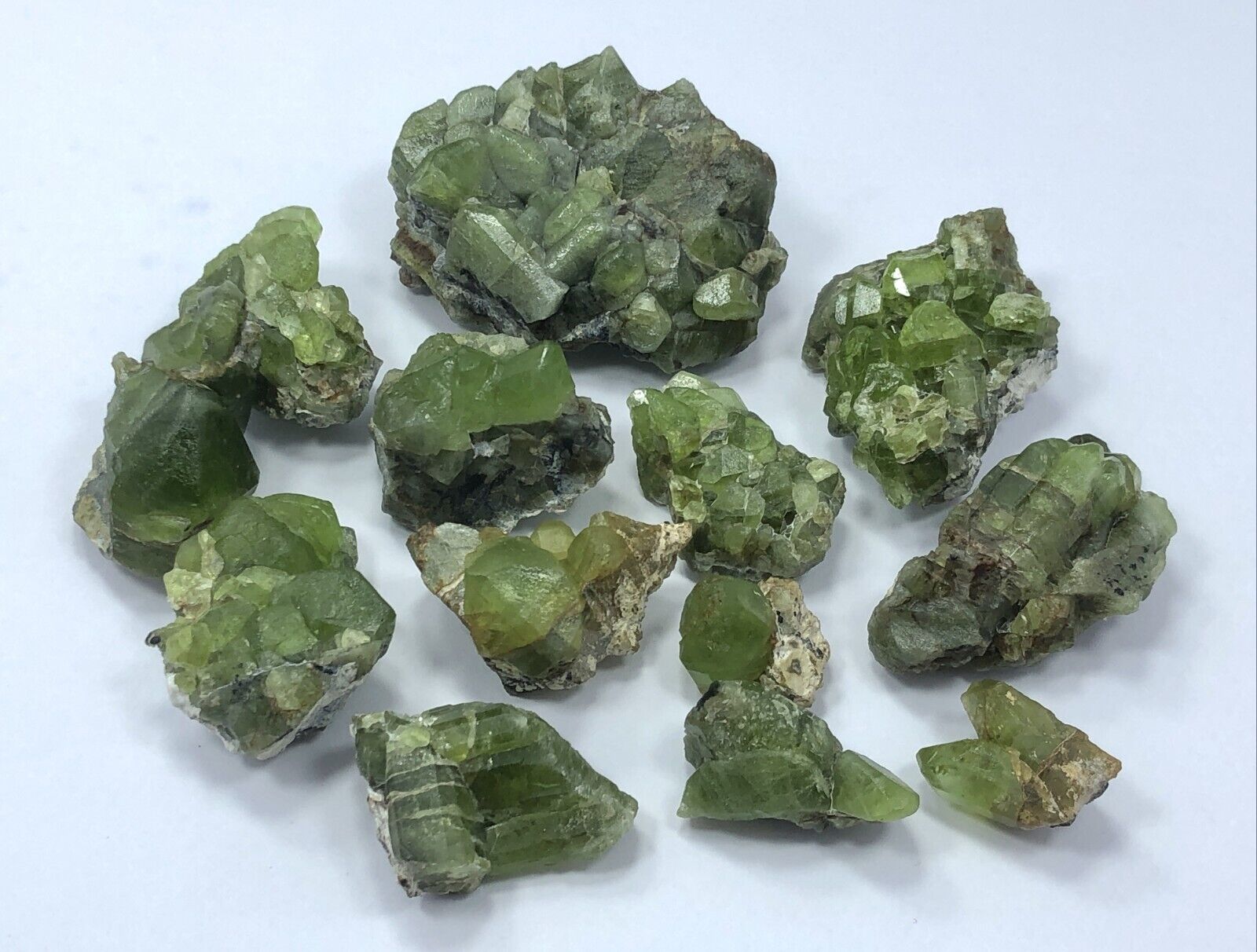 295 Gram Peridot Crystals Specimen lot From Pakistan - 13 Pcs 