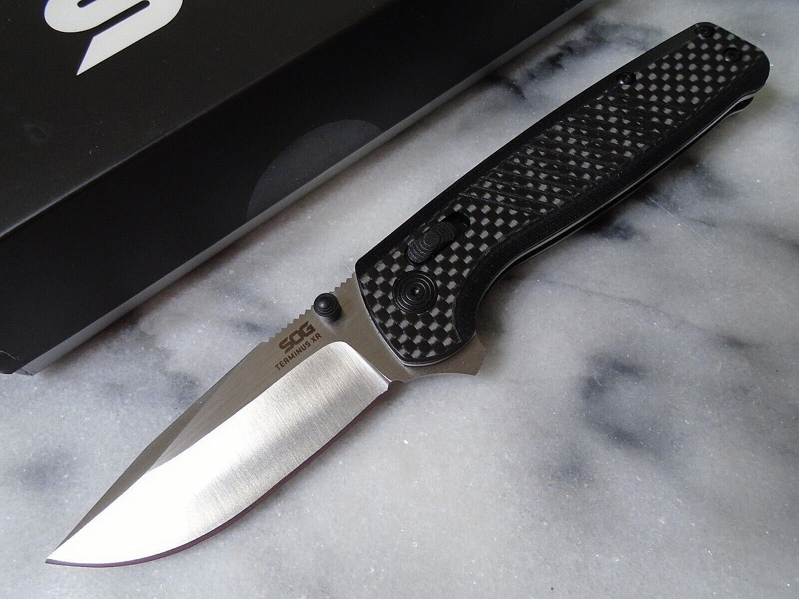 SOG Terminus XR S35VN Ball Bearing Open Pocket Knife Carbon Fiber TM1025-BX New