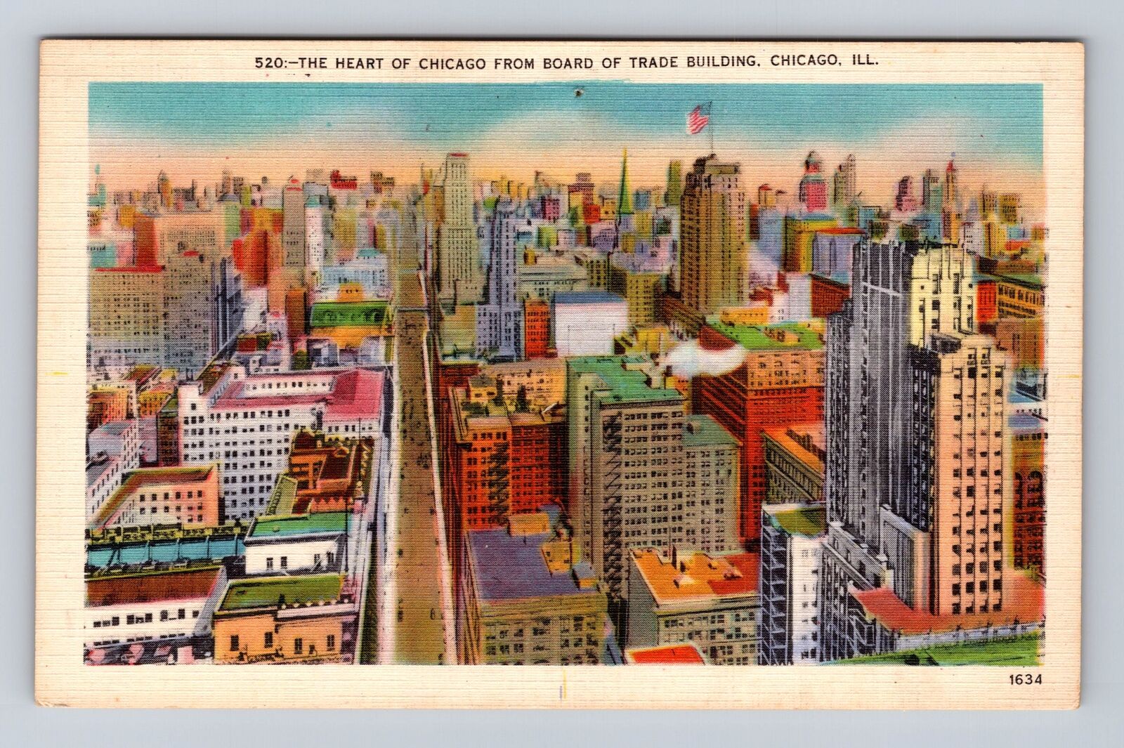 Chicago IL-Illinois, Aerial Of Town Area, Antique, Vintage Souvenir Postcard