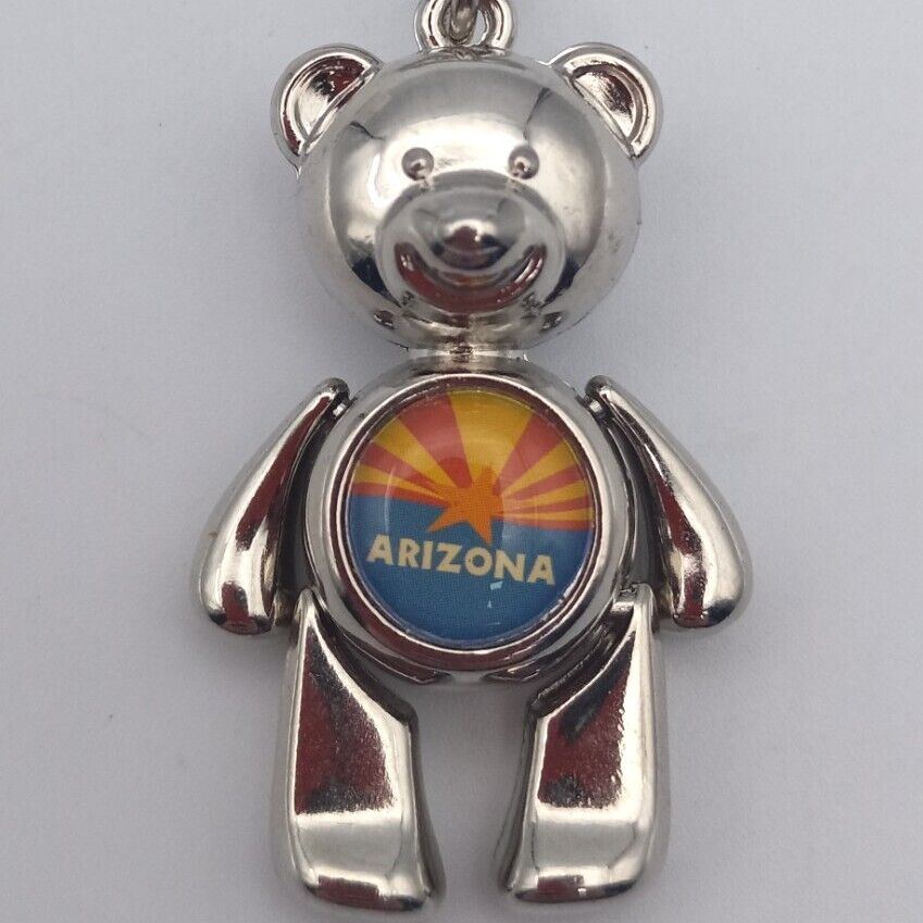 Arizona Metal Teddy Bear Keychain Key Fob Ring Cute Souvenir Moving Joints Arms