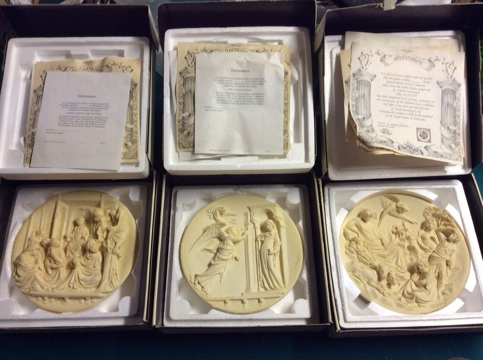 Studio Dante Religious Italian Nativity Collector Plates Ghiberti Alabaster