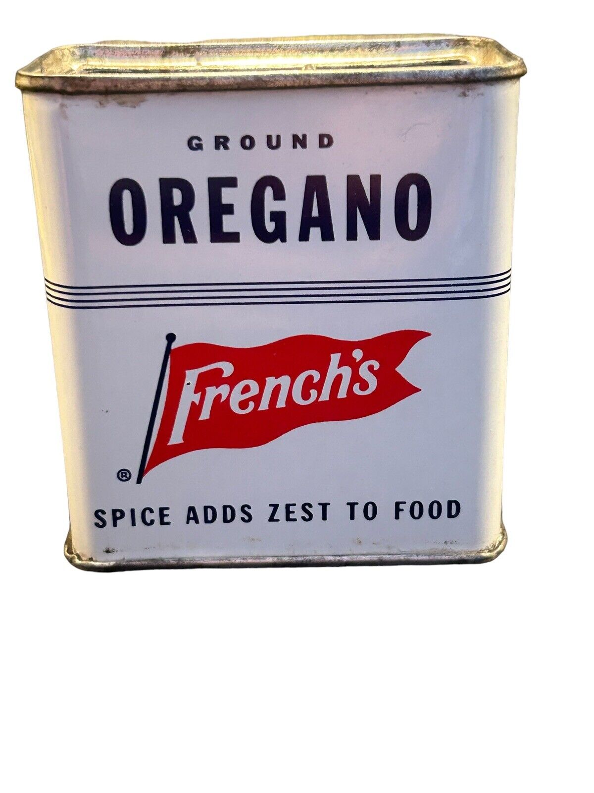 French\'s Ground Oregano Spice Tin 1.5 oz RT French Co Vintage 1970s