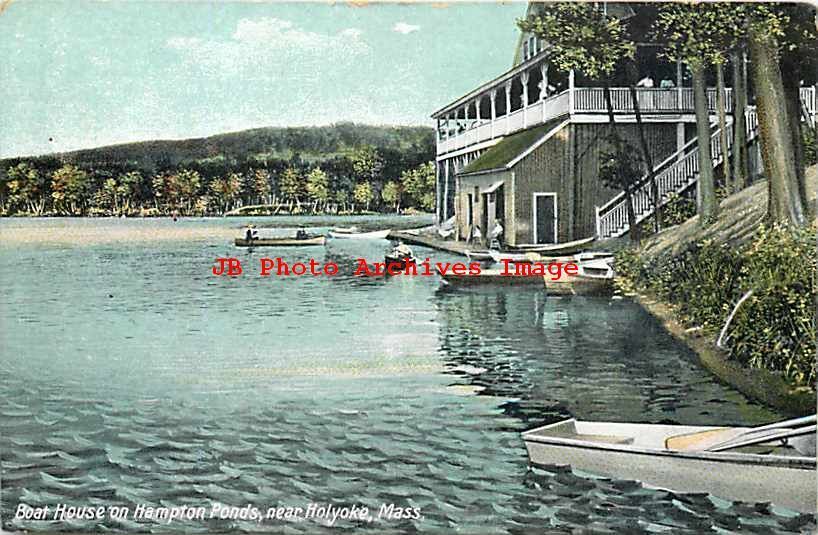 MA, Holyoke, Massachusetts, Boat House, Hampton Ponds, Leighton Co No 7087
