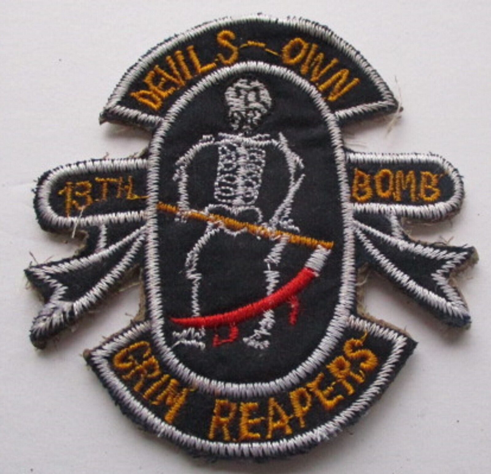 GRIM REAPERS DEVILS OWN 13th BOMB SQUADRON ORIGINAL VIETNAM WAR PATCH {VAR A}