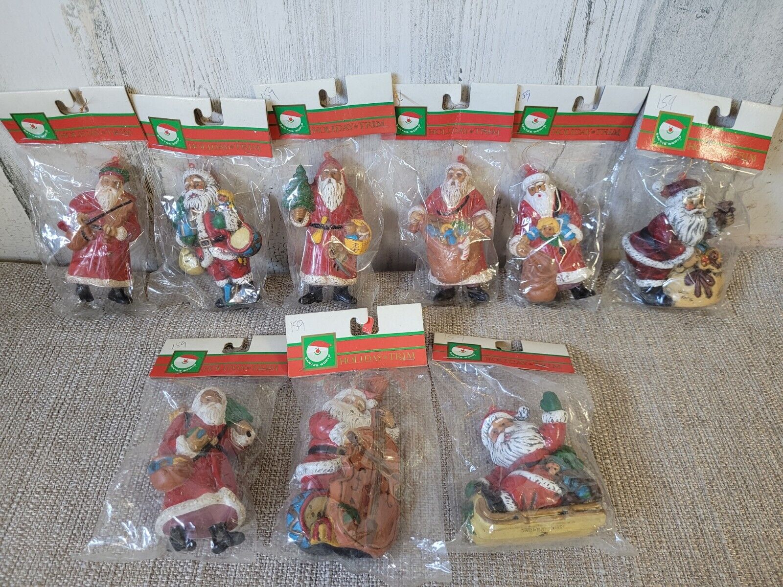 New VTG Kurt Adler Christmas Ornament Old World Santa Plastic NOS Lot 9 Holiday