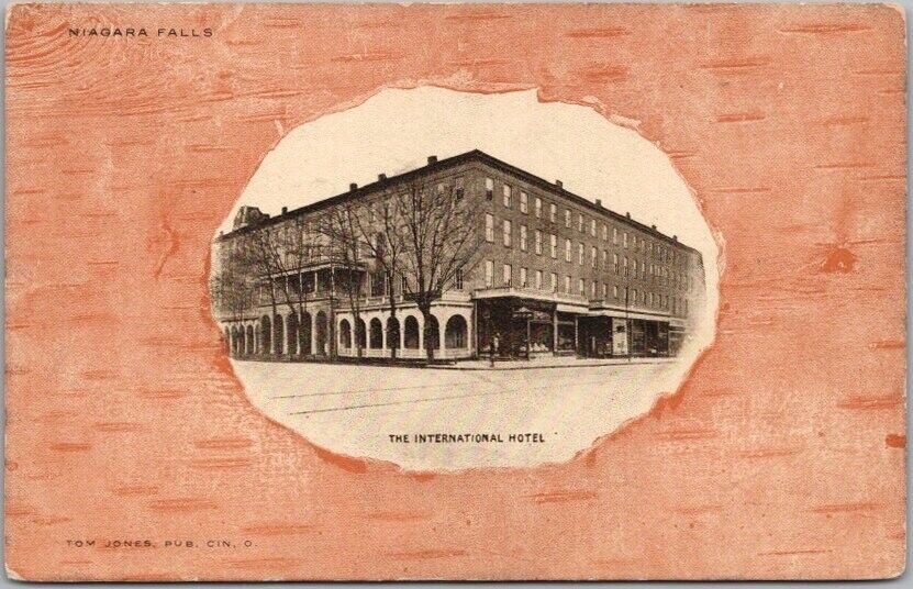 c1900s NIAGARA FALLS, New York Postcard THE INTERNATIONAL HOTEL *Back Damage