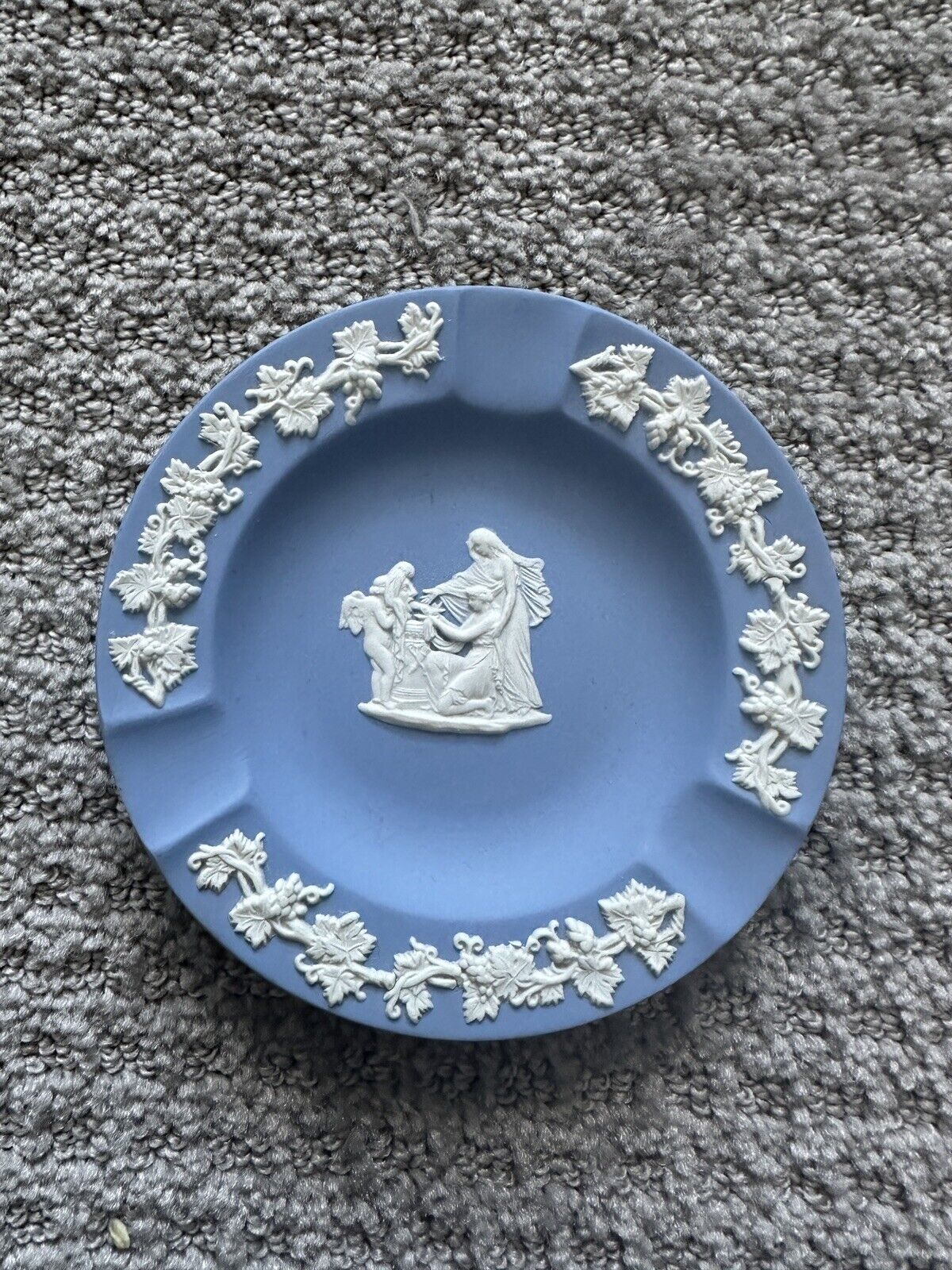 Vintage Wedgwood Small Ashtray Blue Jasperware Plate Cupid as Oracle 4 3/8”