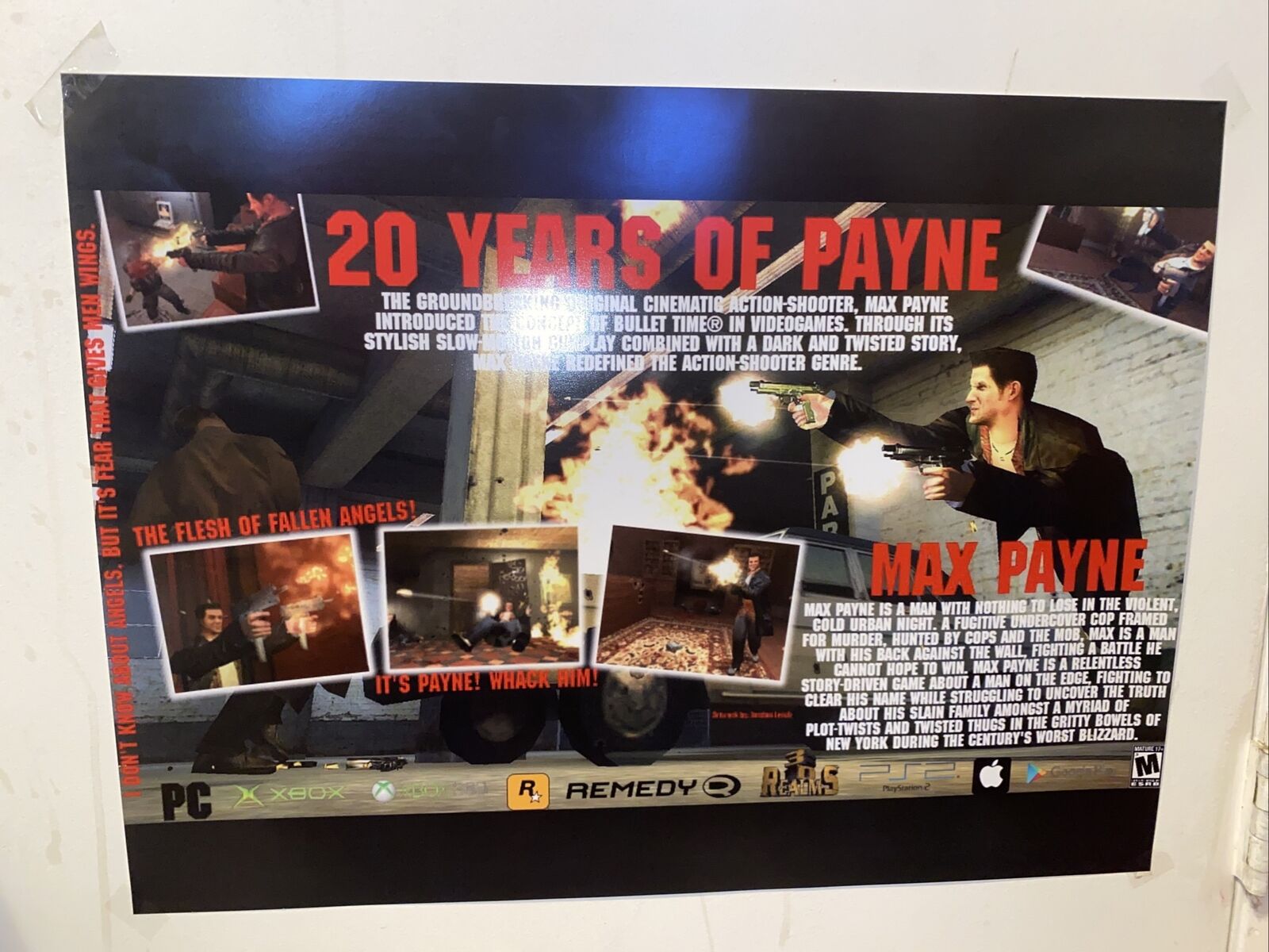 Max Payne 1 20th Anniversary Custom Fan Made Cover Art Poster