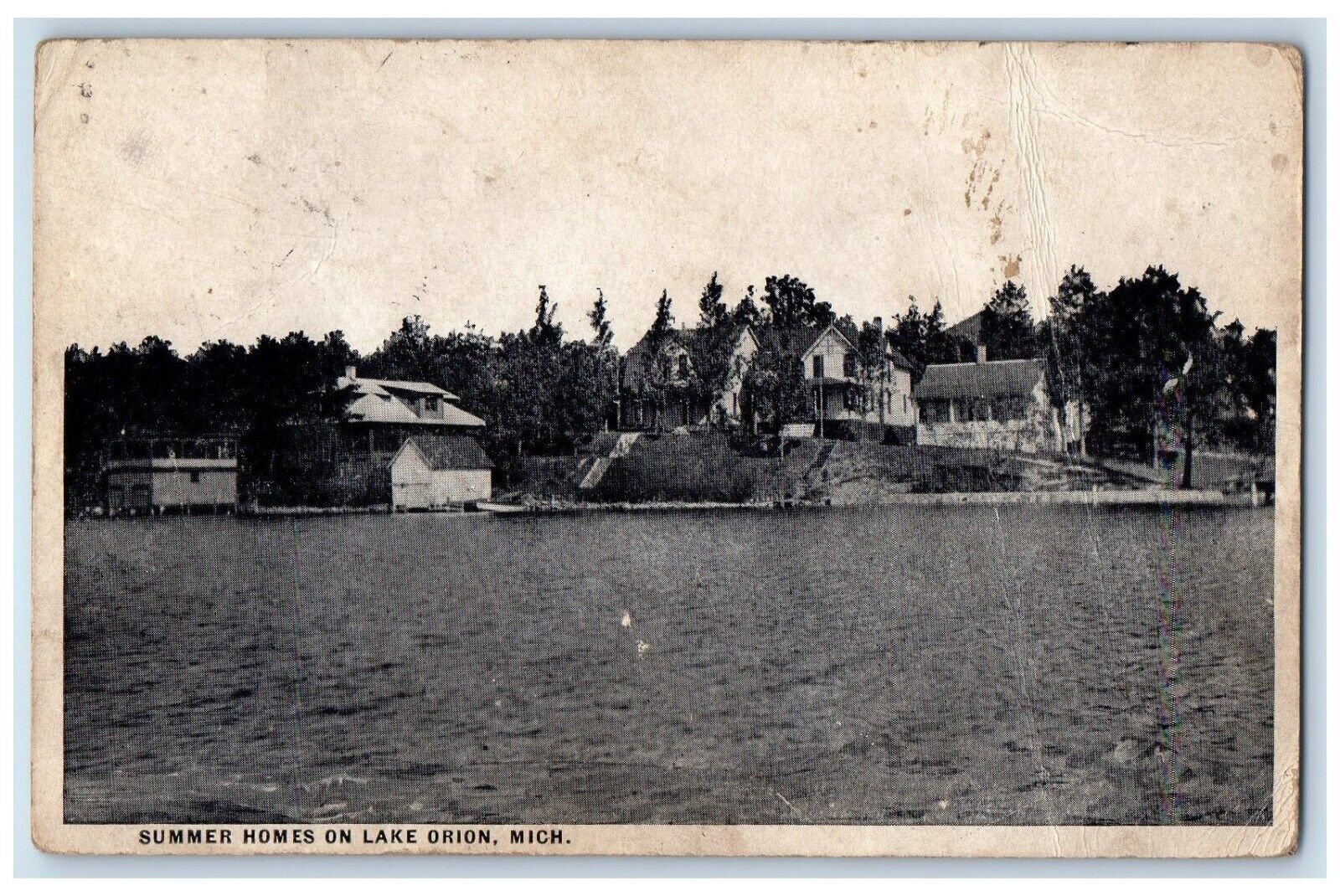 c1930's View Of Summer Homes On Lake Orion Michigan MI Posted Vintage Postcard