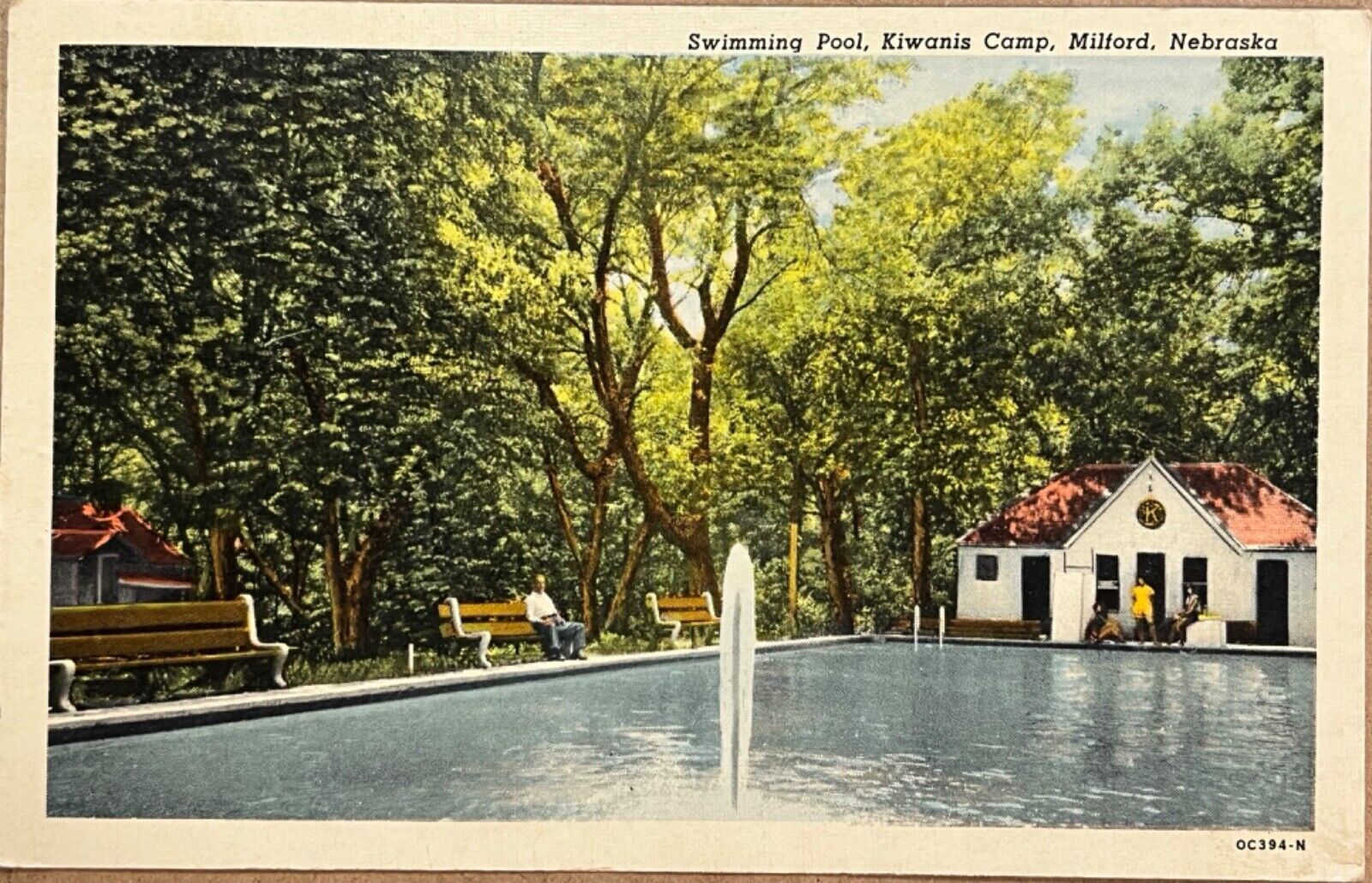 Milford Nebraska Kiwanis Club Swimming Pool Postcard 1950
