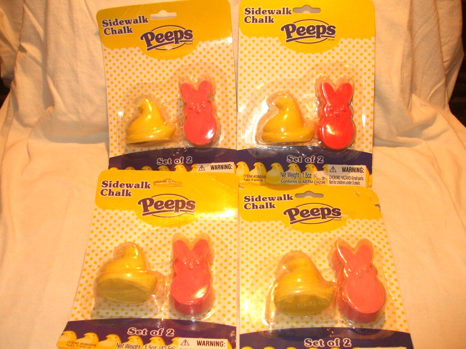 PEEPS EASTER LOT 4 PKGS SIDEWALK CHALK YELLOW CHICK AND PINK BUNNY 2009