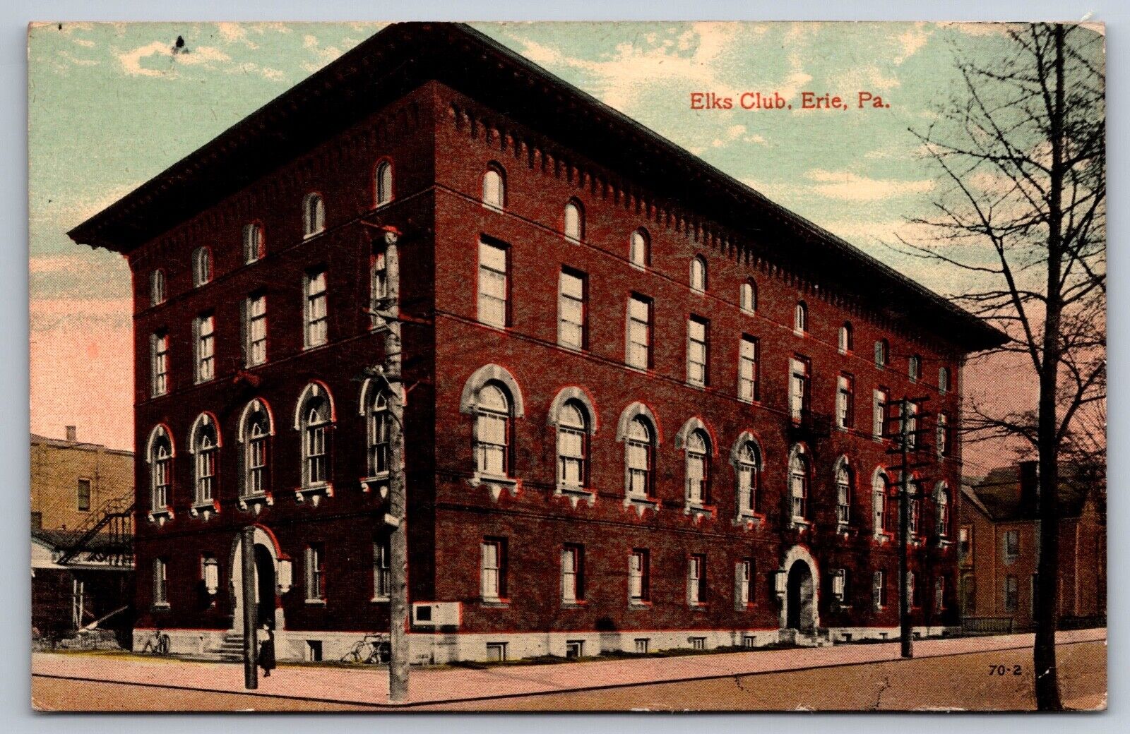 Erie PA Pennsylvania Postcard Elks Club c1918 Early Exterior View From Street