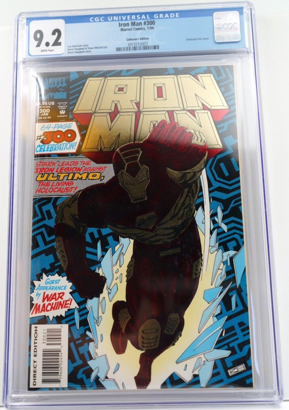 Vintage 1994 Iron Man #300 Collector\'s Edition CGC 9.2 Embossed Foil Comic Book