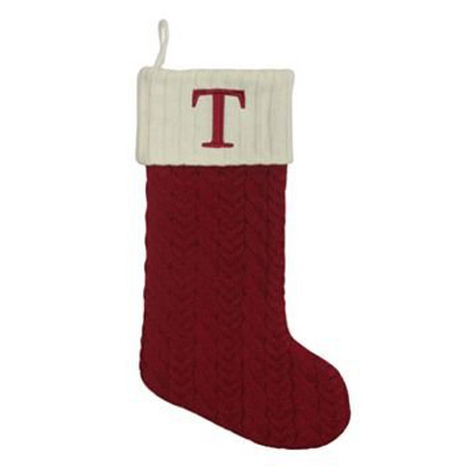 21-in Knit Monogram Christmas Stocking, Letter T