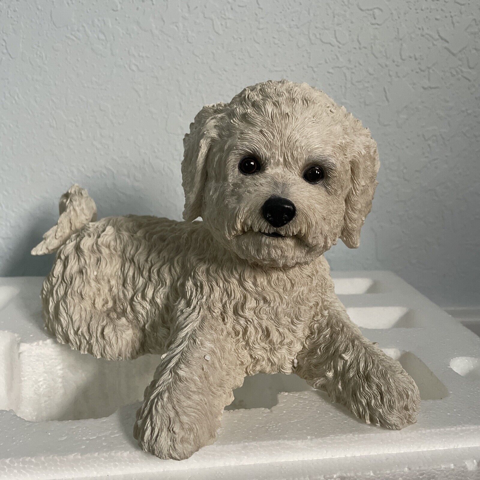 The Danbury Mint Bichon Pup Laying Statue Dog Collector