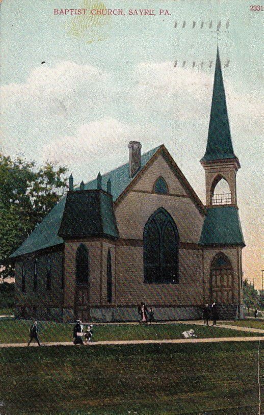 Postcard Baptist Church Sayre PA 1910