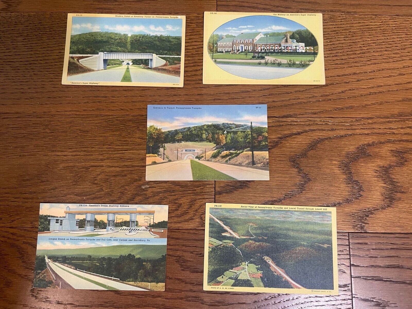  Pennsylvania Turnpike Lot of 5 Linen Postcards