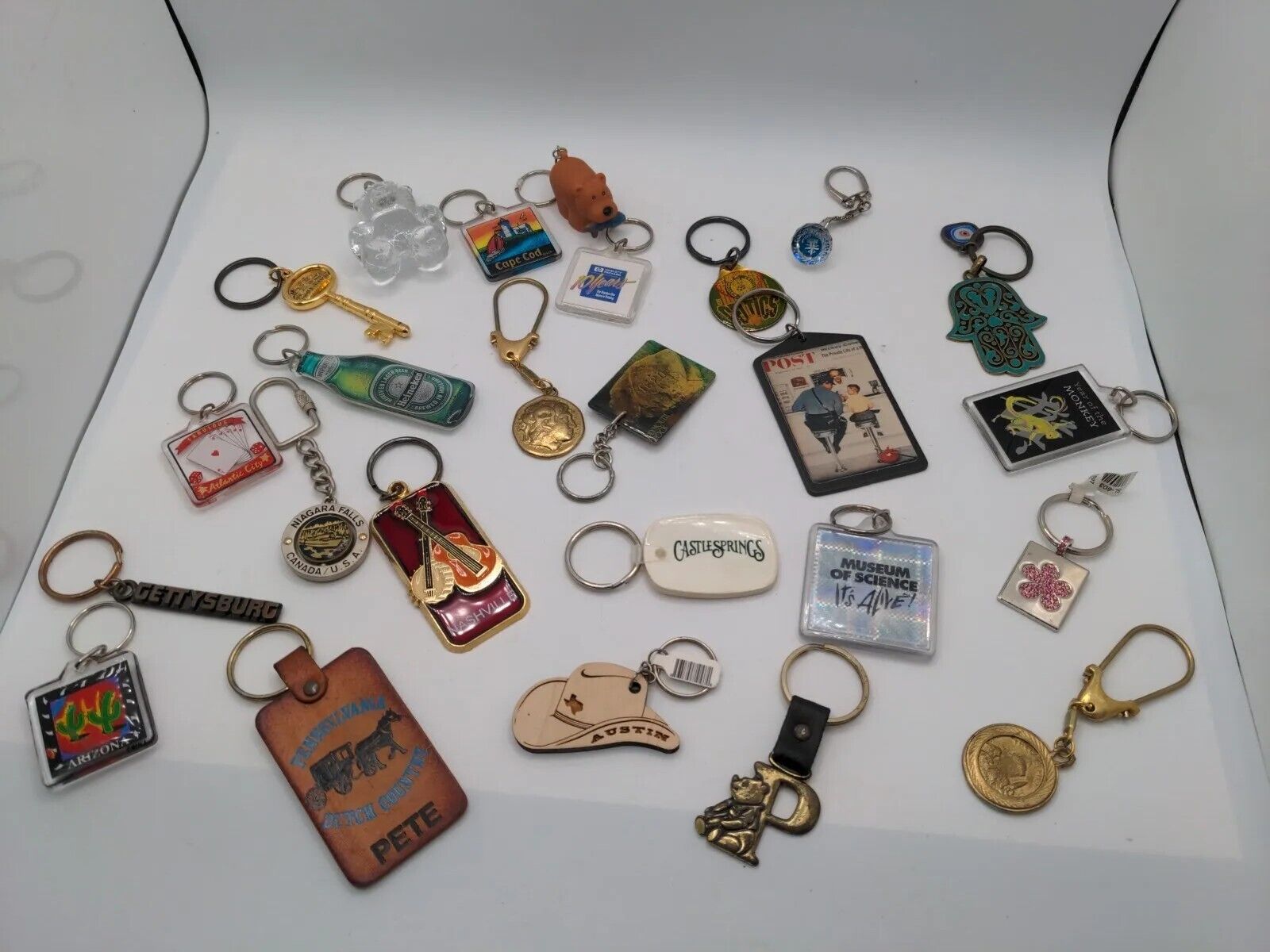 Assorted Mixed Lot of 25 Advertising and Unique Novelty Key Chains-