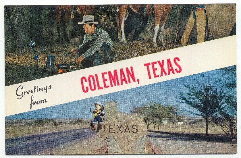 Greetings From Coleman TX Vintage Postcard Texas