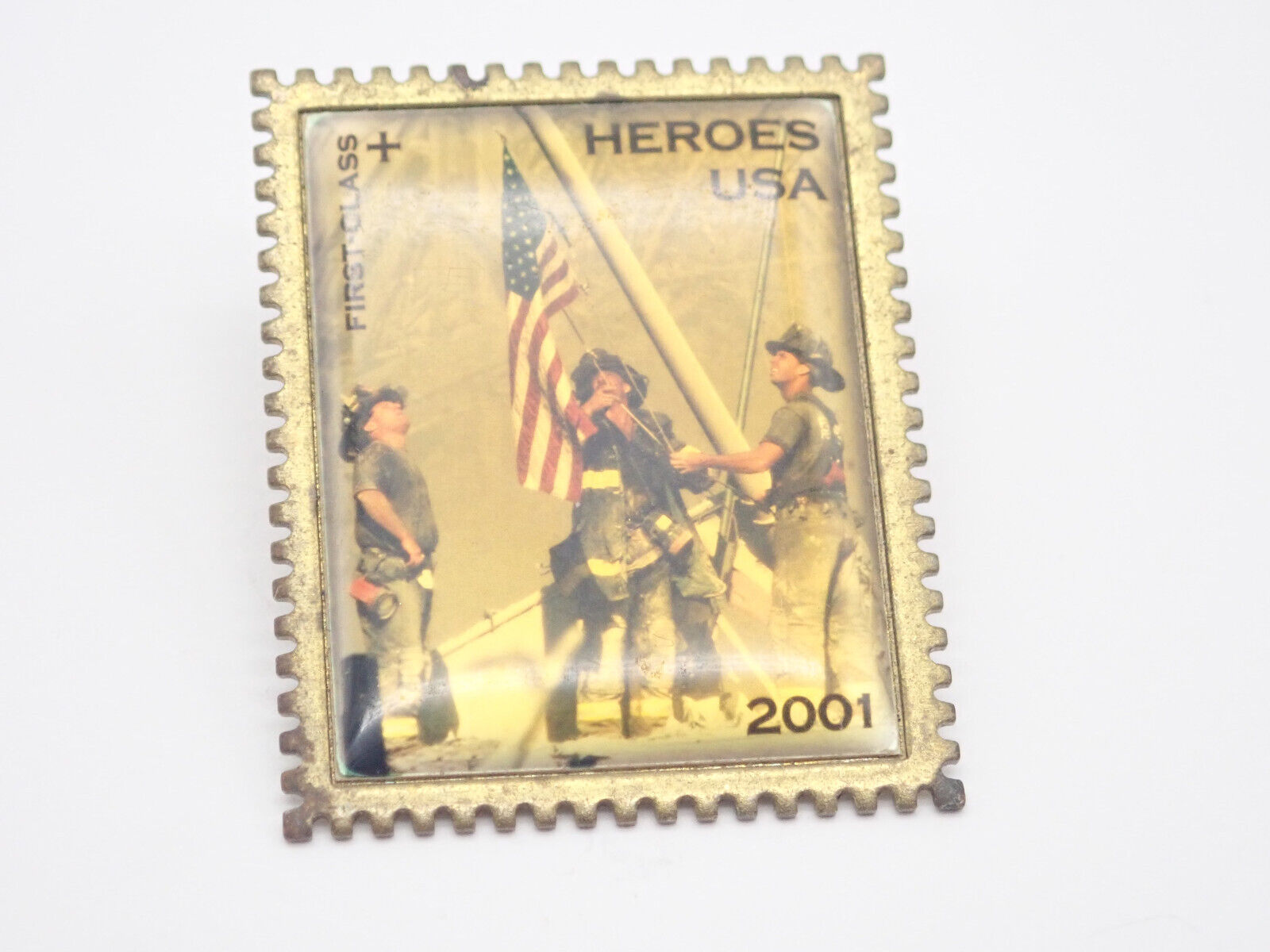 Heroes USA 9/11/2001 American Flag Postage Stamp Vintage Lapel Pin