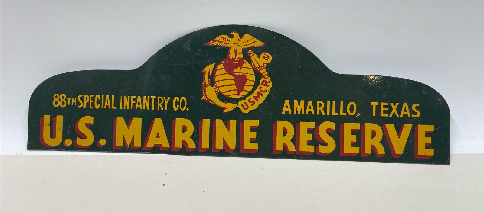1940\'s US Marine Corp Reserve 88th Special Infantry License Plate Topper, RARE