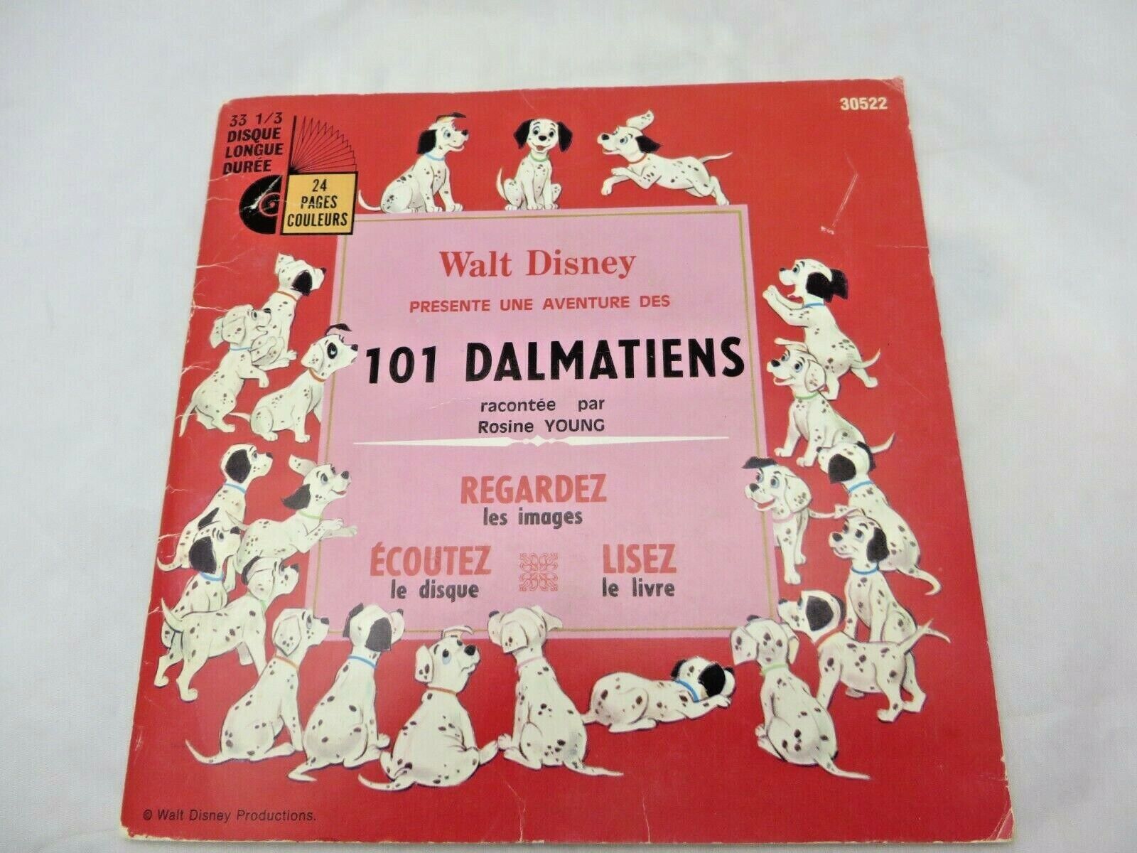 Disneyland LP Record Book Read along FRENCH 101 Dalmatiens Disney 