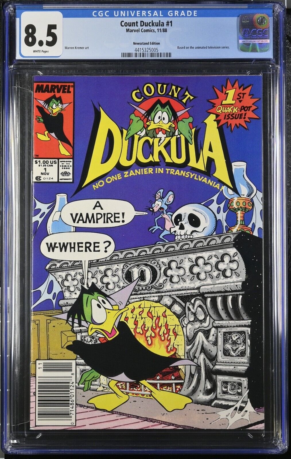 COUNT DUCKULA #1 CGC 8.5 WP Newsstand Marvel 1988