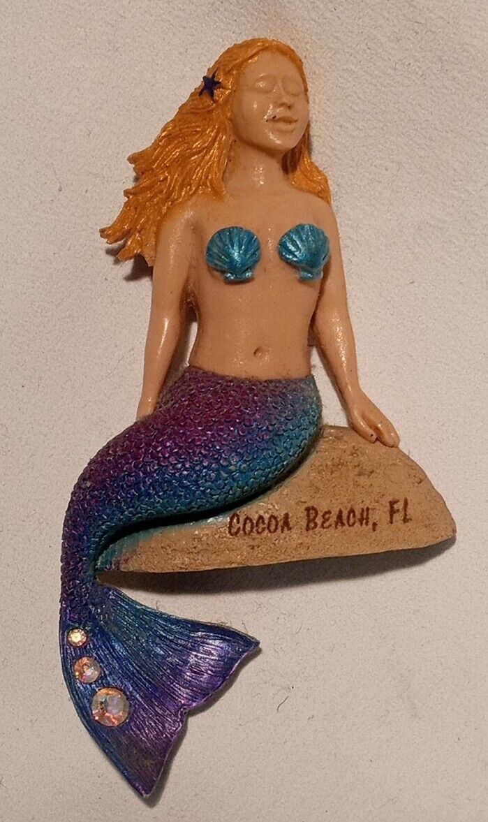 Mermaid Refrigerator Magnet Figurine Bling Vintage Souvenir Cocoa Beach, FL 