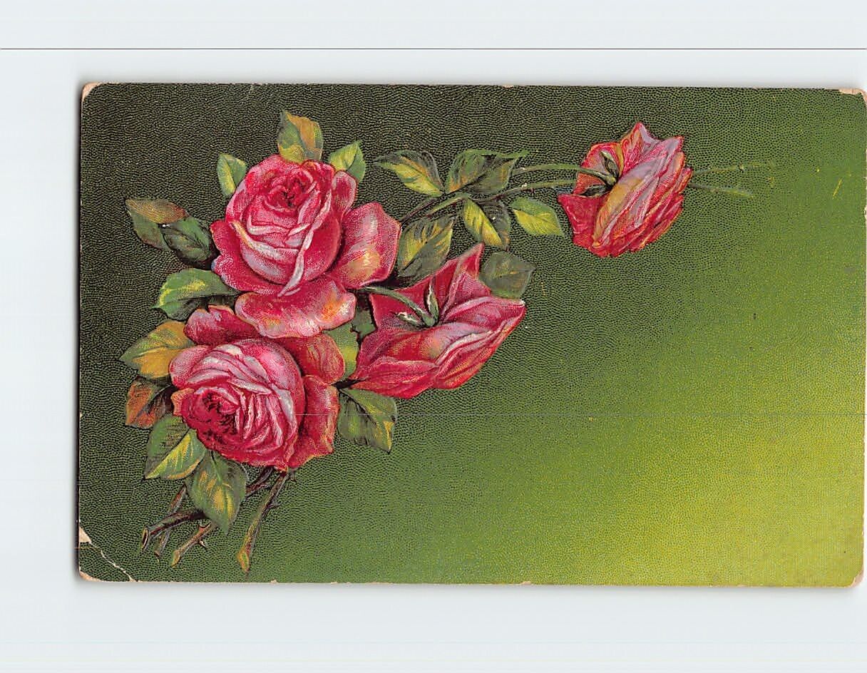 Postcard Greeting Card with Roses Embossed Art Print