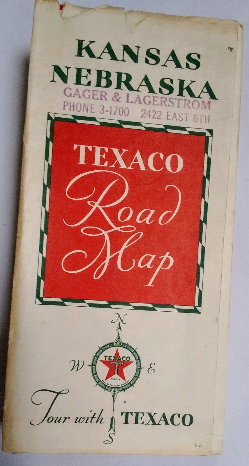 1935 Kansas Nebraska Texaco Road Map