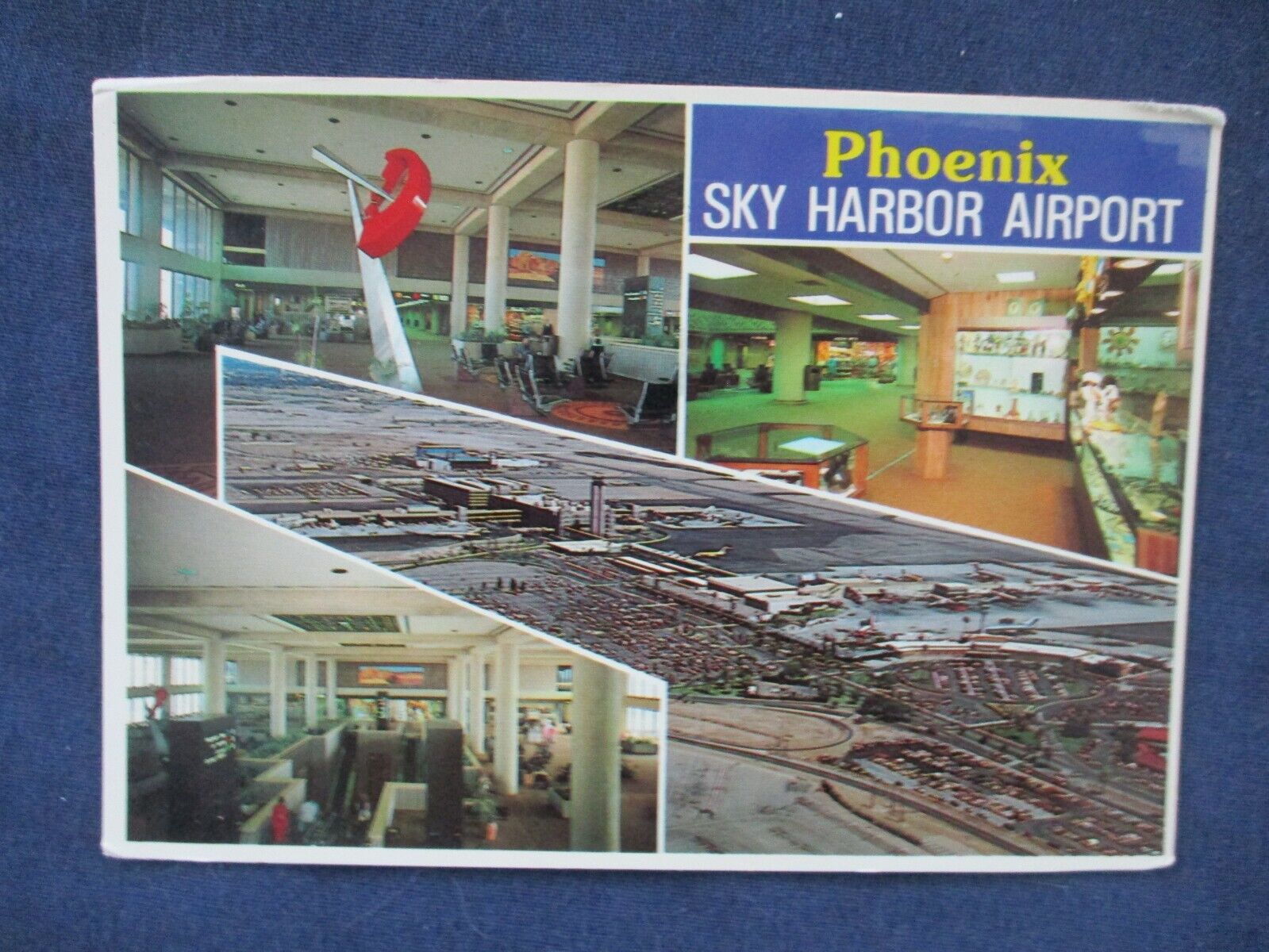 1982 Phoenix Arizona Sky Harbor Airport Multi View Postcard & Cancel