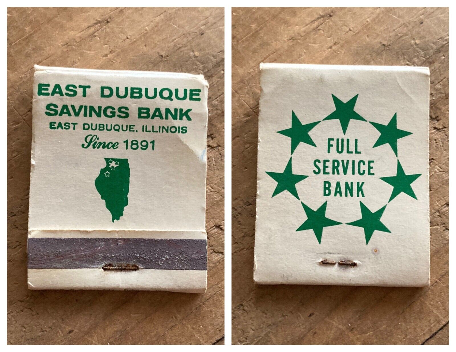 Vtg Matchbook EAST DUBUQUE SAVINGS BANK Since 1891 RARE Illinois Iowa 1950s 60s
