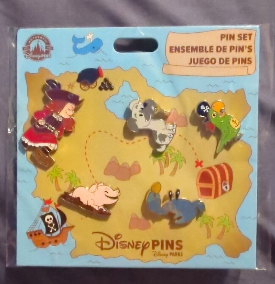 Disney PIRATES OF THE CARRIBEAN Booster Set of 5 Pins Pig Parrot Dog Lobster New