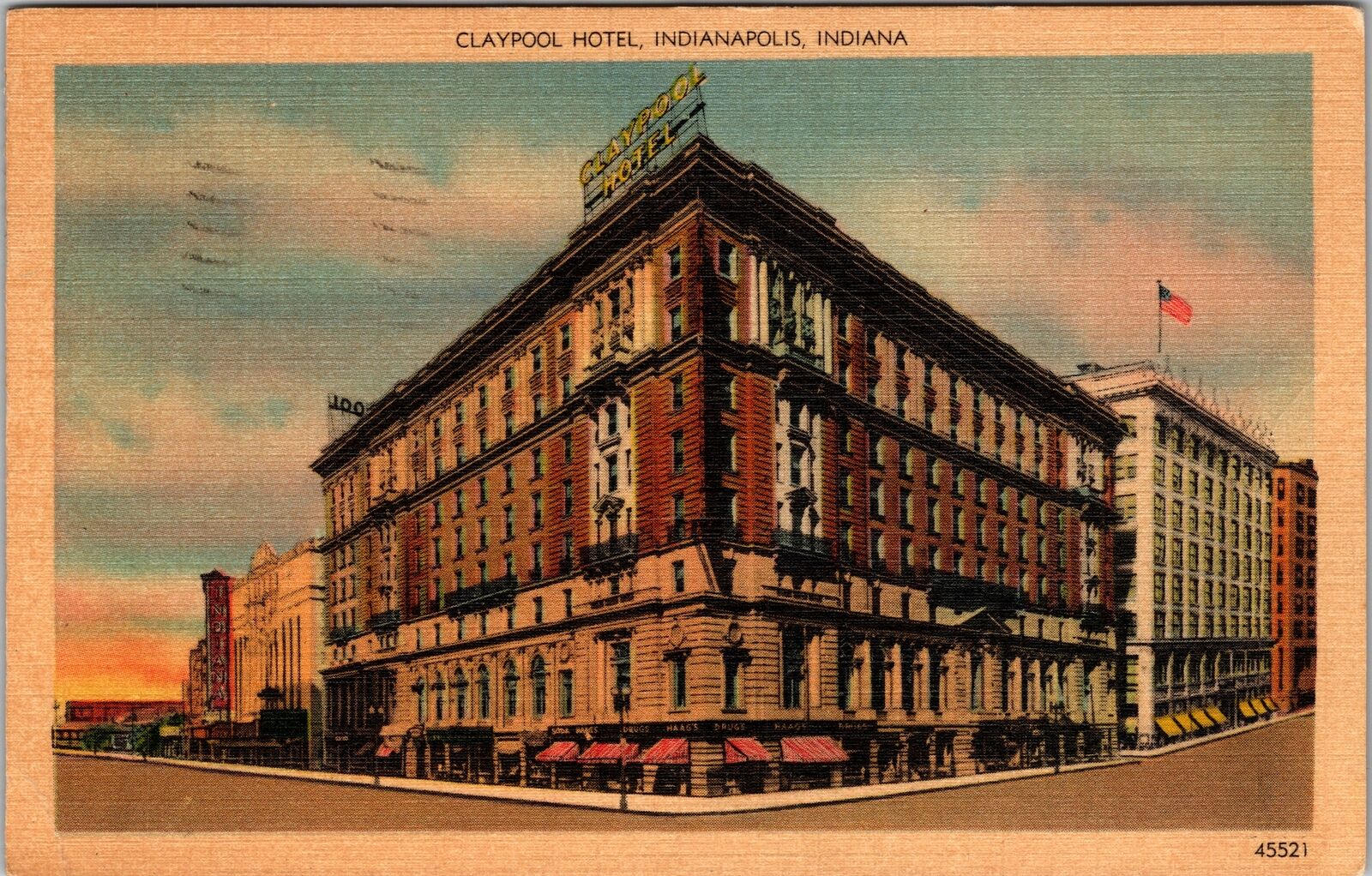 Indianapolis IN-Indiana, Claypool Hotel, Antique, c1949 Vintage Postcard