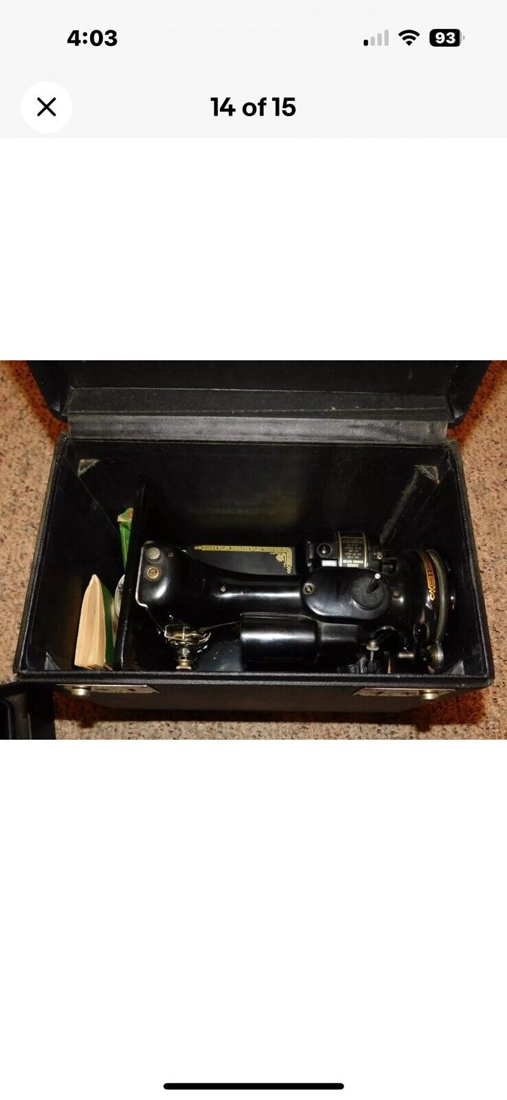 1947 Singer Featherweight 221-1 Series Sewing Machine Vintage With Case & Peddle
