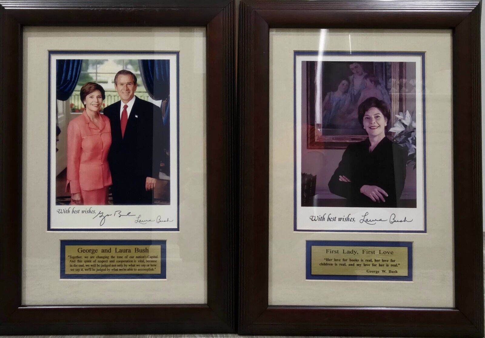 George W Bush & Laura Bush Signed Framed COA Success Classics, Inc. 1st & 2nd ed
