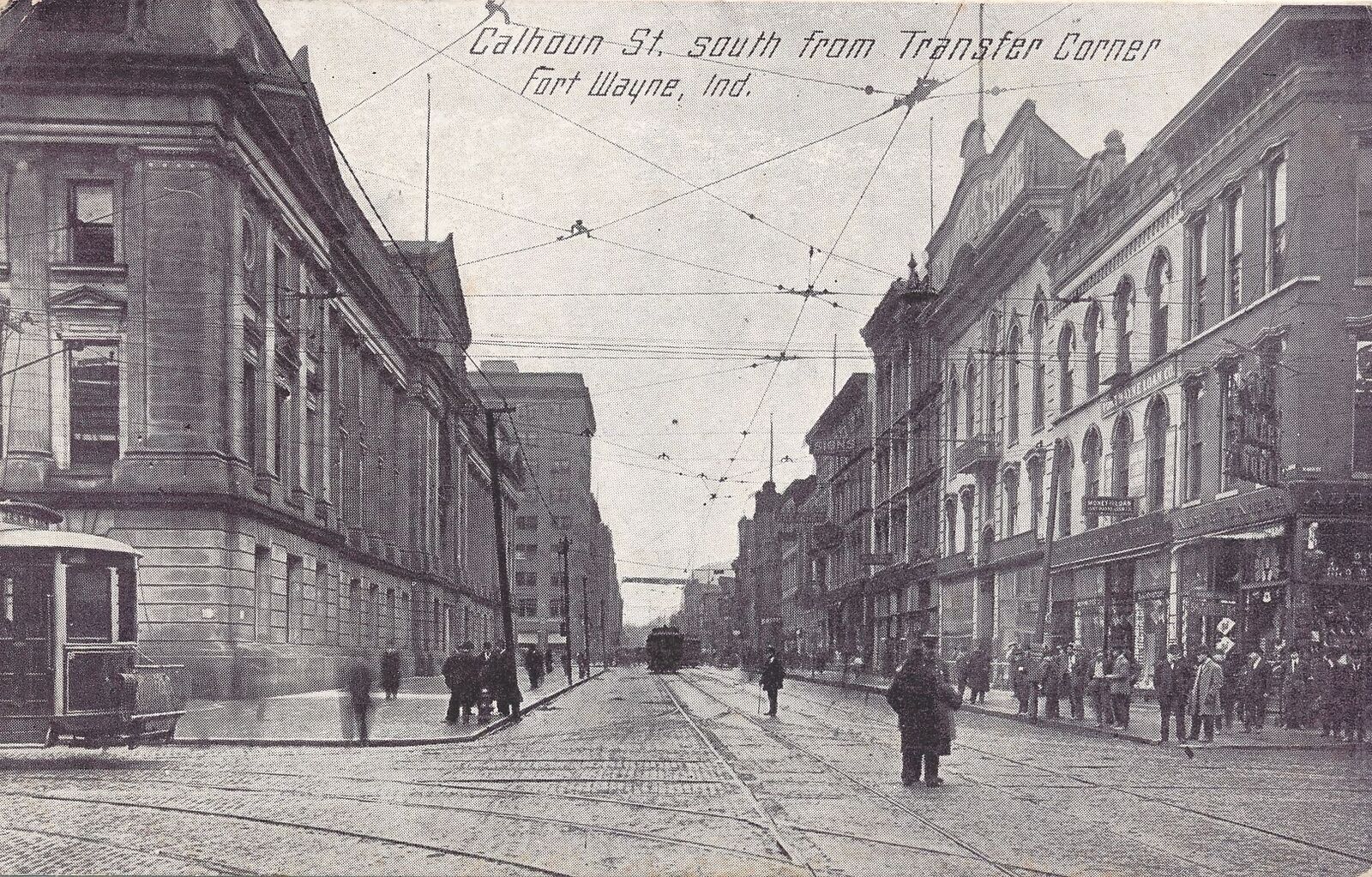 FORT WAYNE IN - Calhoun Street South From Transfer Corner Postcard - 1912
