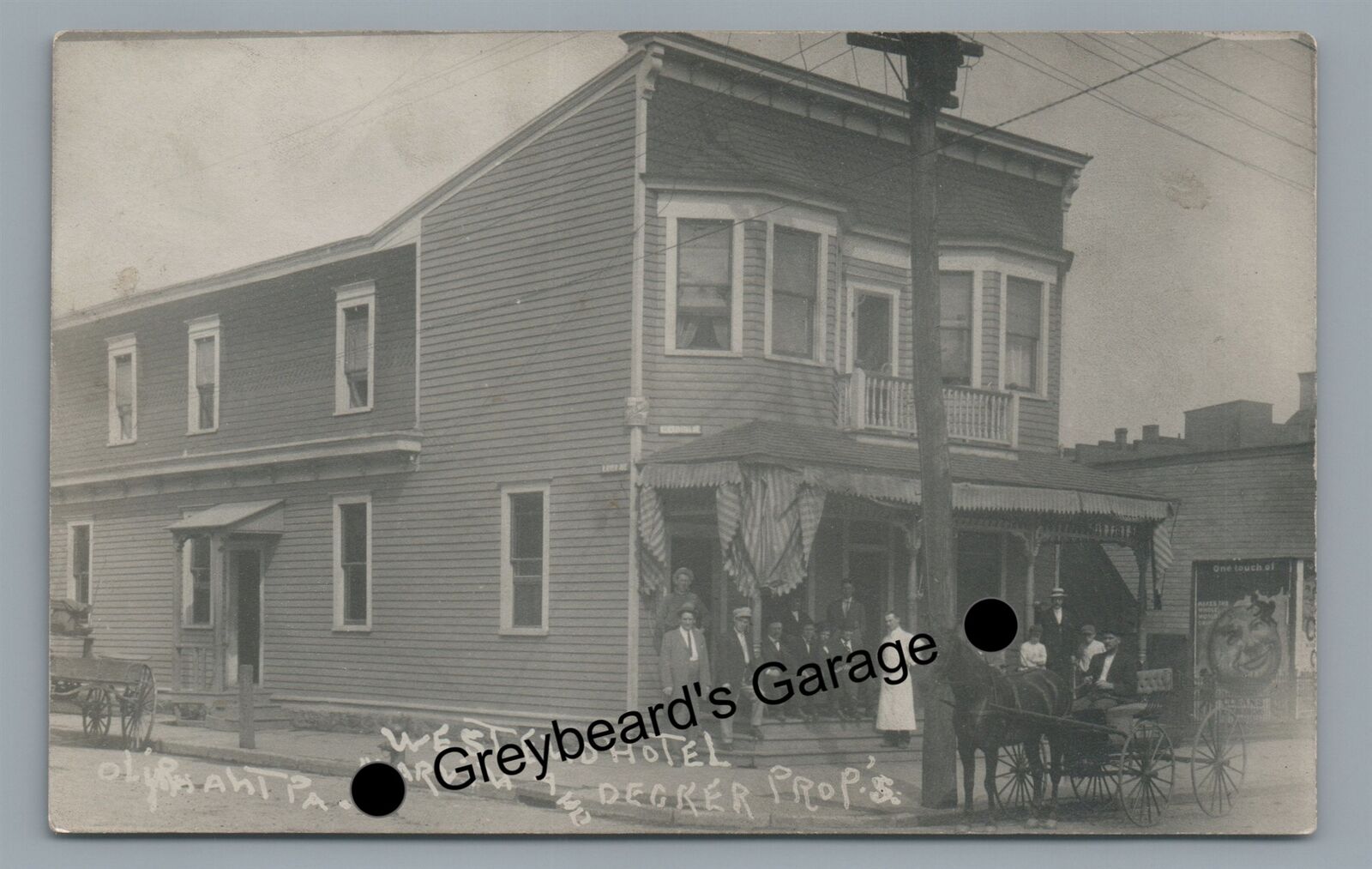 RPPC West End Hotel OLYPHANT PA Lackawanna County Vintage Real Photo Postcard