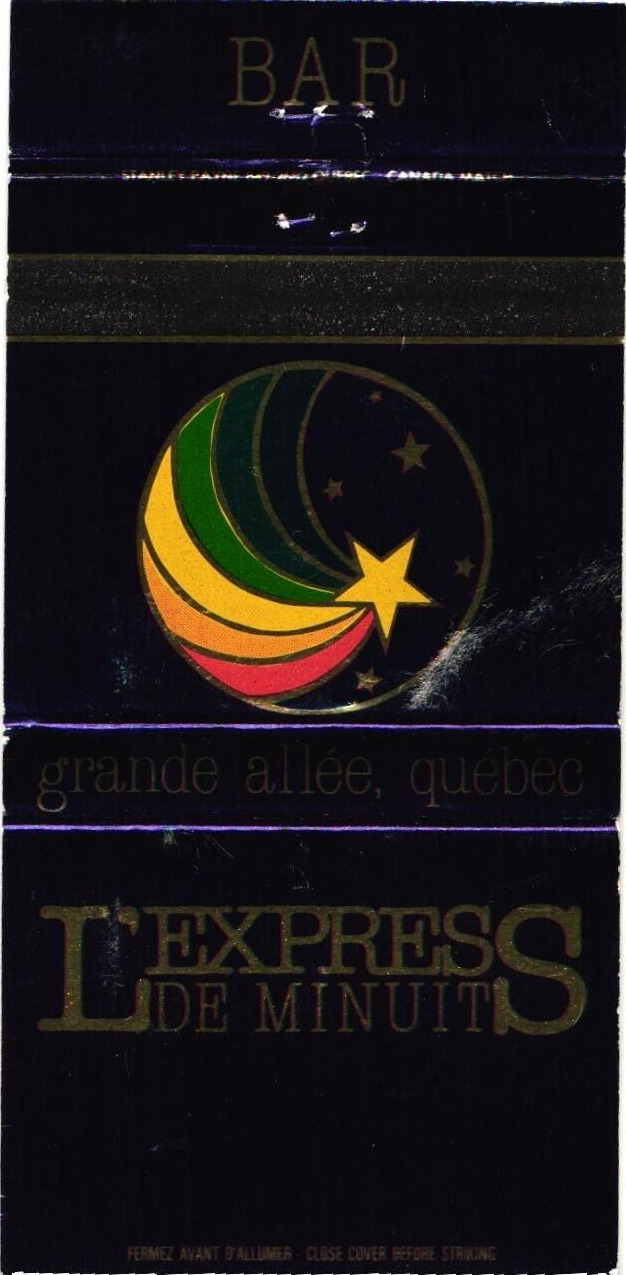 L\'express de Minuit Bar, The Midnight Express Vintage Matchbook Cover