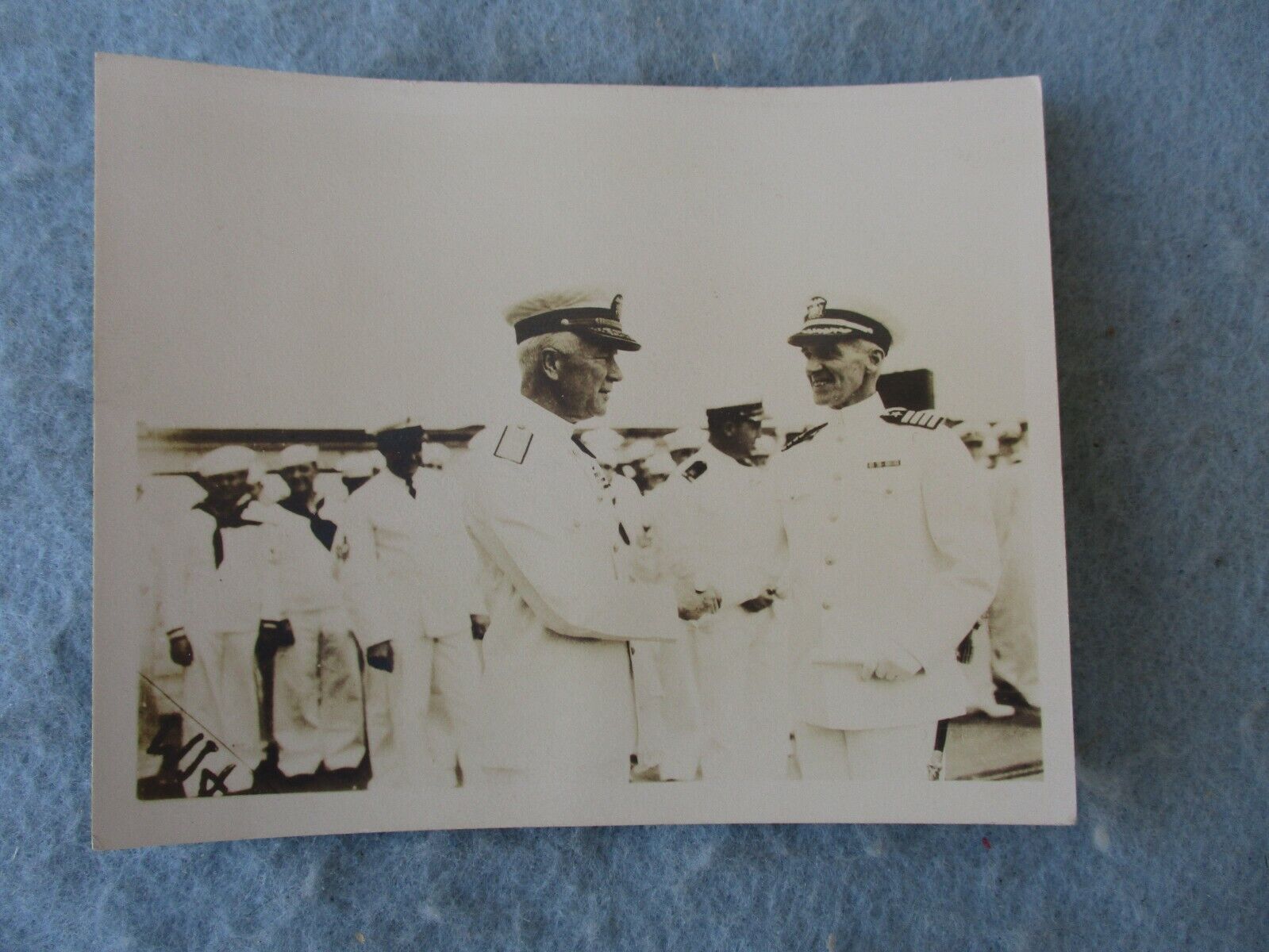Between the Wars US Navy Photo Admiral Greeting Captain Post WW1