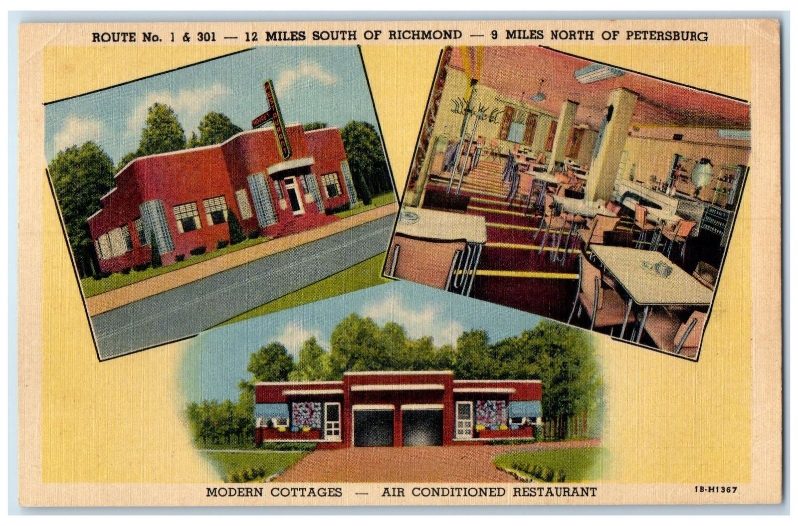 c1940\'s Moore\'s Brick Cottages Hotel & Restaurant Chester Virginia VA Postcard