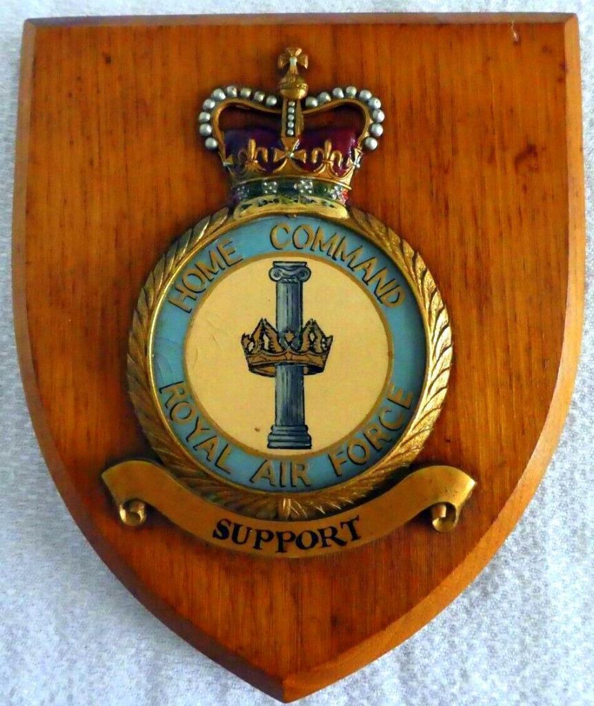 Vintage RAF Royal Air Force Home Command Squadron Station Crest Shield Plaque