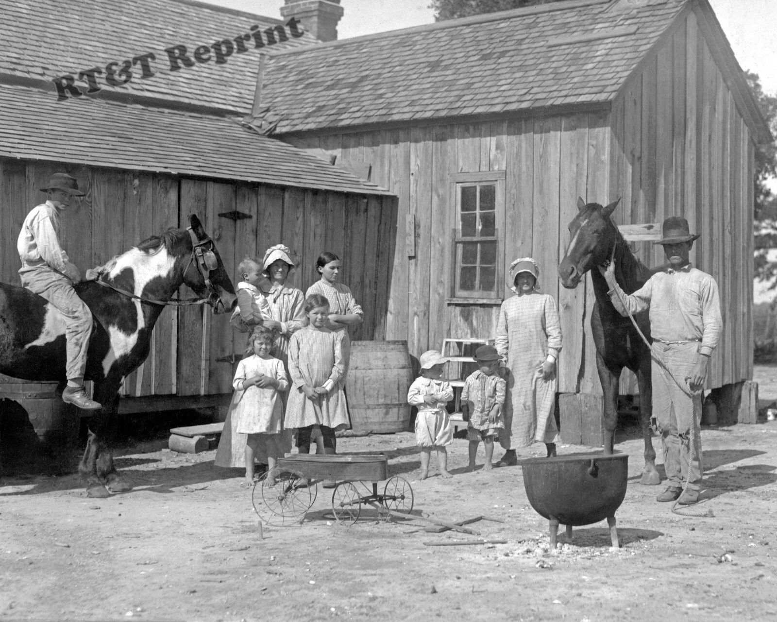 1913 Vintage Western Texas Family Farmers Photo  8x10