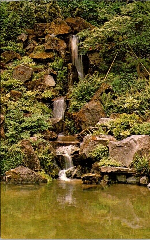 Postcard Japanese Garden Park Heavenly Waterfall Otaki Portland Oregon OR   W554