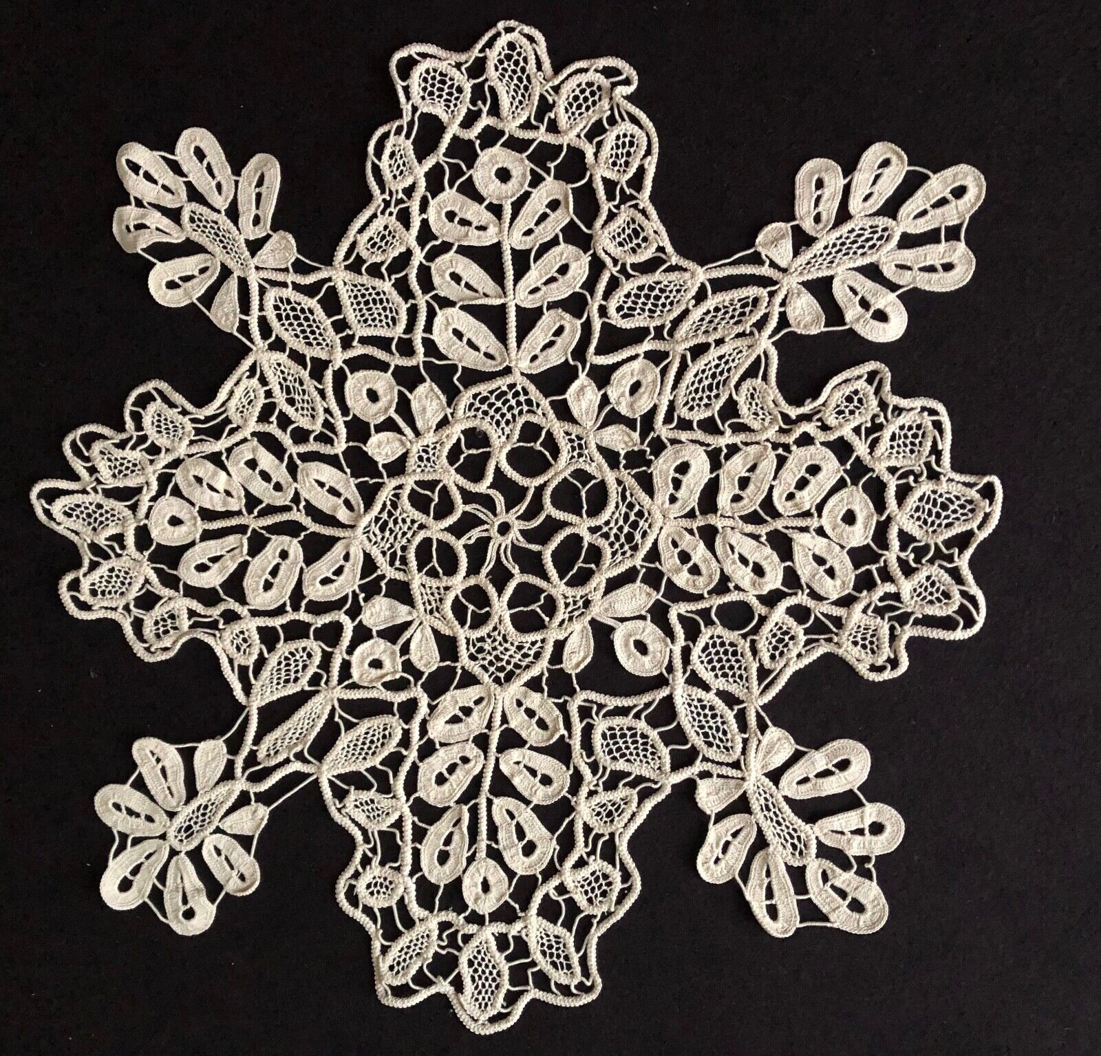 Romanian point crochet lace centerpiece