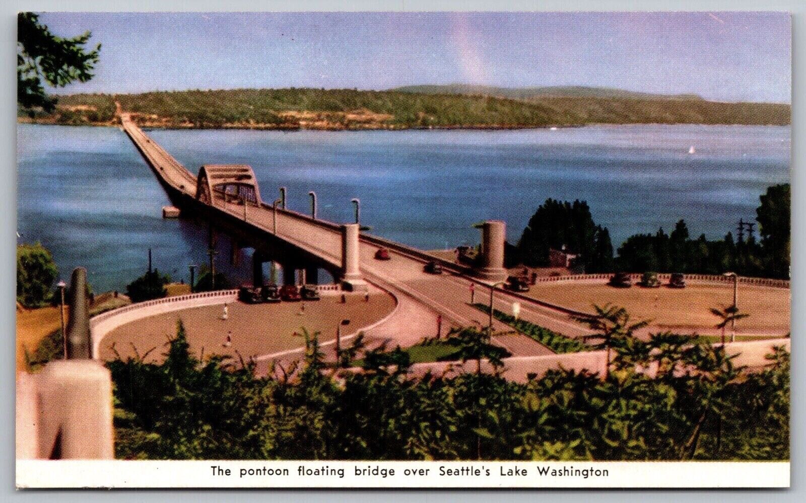 Greetings Washington State Pontoon Floating Bridge Seattle Lakefront Postcard