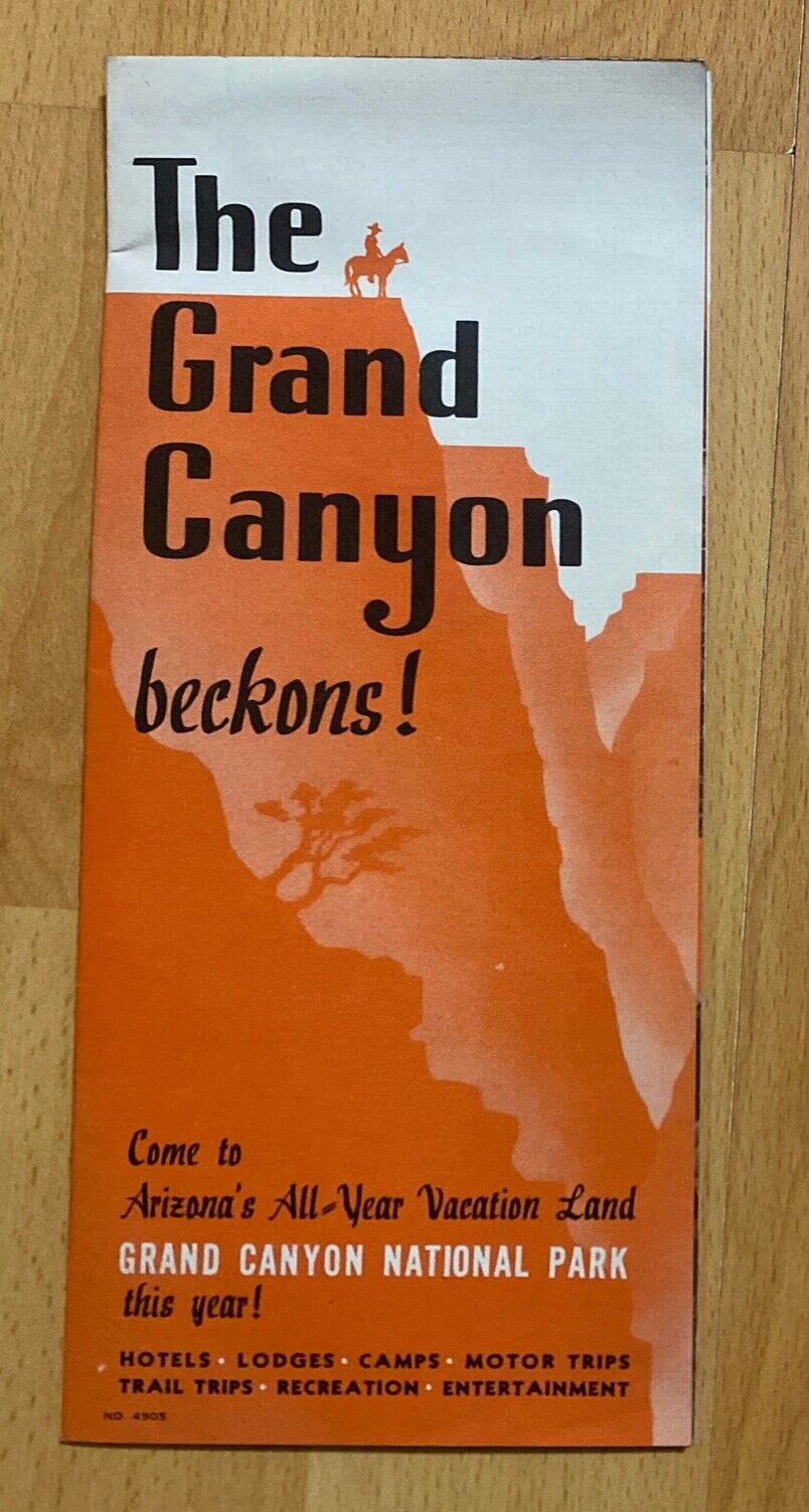The Grand Canyon Beckons Arizona Folder Brochure Photos Map 1951 Fred Harvey