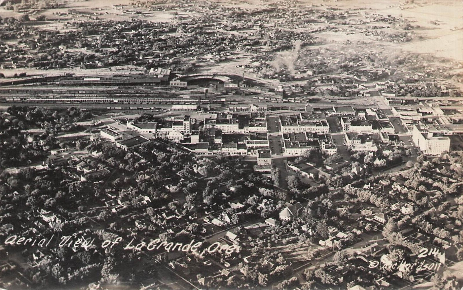 RPPC  Aerial View of La Grande Oregon PM 1947